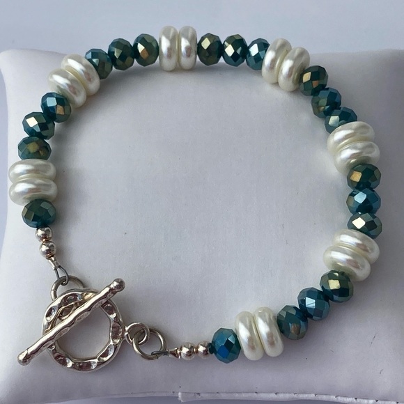 TEAL Lovers Bracelet with Sterling Silver … - Picture 1 of 11
